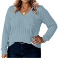 thumbnail image 2 of Women Plus Size Sweaters Cable Knit Long Sleeve V Neck Sweaters Tops Casual Soft Loose Fit Pullover Sweater, 2 of 4
