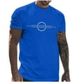 thumbnail image 1 of BOBOGOJP T-Shirts à Col Rond pour Hommes Col Rond Uni Manches Courtes avec Poche (Bleu,3TG), 1 of 5