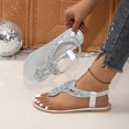 thumbnail image 4 of Dakaela Womens Rhinestone Flat Sandals Elastic Ankle Strap Casual Flip Flops Summer Walking Shoes, 4 of 6