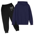thumbnail image 4 of Girls Bow Print Jogging Suits Sweatsuits 2 Piece Set Oversized Hoodie and Sweatpants Kids Fall Winter Clothes Navy 9 Years-10 Years, 4 of 5