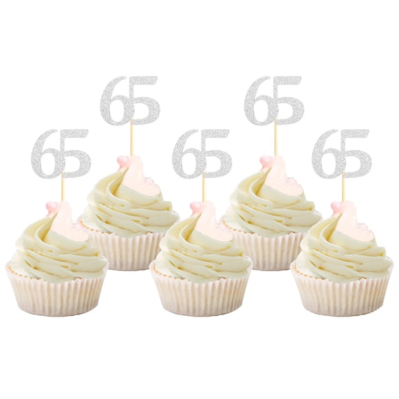 Cupcake Toppers Sotpot Happy 65th Birthday 65 años, paquete de 30