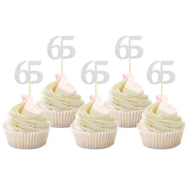 Cupcake Toppers Sotpot Happy 65th Birthday 65 años, paquete de 30