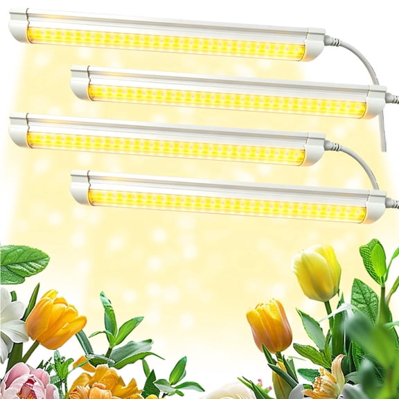 4 Pack 2FT 25W LED Grow Light Full Spectrum 3000K Plant Growing Lamp With Timer