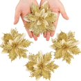 thumbnail image 2 of 20 Pack Christmas Poinsettia Decorations Flowers Ornaments for Christmas Tree, Wreath, Garland, 5.5", 2 of 8