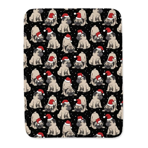 Funny Pugs With Santa Hats Blanket -Image by Shutterstock,