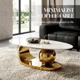 thumbnail image 6 of MIKIBAMA Modern Oval Faux Marble Coffee Table for Living Room, 6 of 10