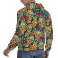 thumbnail image 6 of Naloa Skull And Flowers Men's Casual Hooded Collar Drawstring Hoodies Pullover Sweatshirts Casual Long Sleeve Shirts-4X-Large, 6 of 7