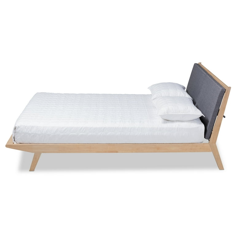 Baxton Studio Emile Modern And Contemporary Grey Fabric Upholstered Natural Oak Finished Wood King Size Platform Bed Com Wood King Size Platform Bed, Lexington King Size Square Platform Contemporary Bed