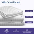 thumbnail image 2 of Js sanders Wyoming King 84X84 4pc Sheet Set 100% Egyptian Cotton 800 Thread Count Breathable & Soft Cooling Hotel Sheets Machine Washable and Fits up to 15'' Deep Pocket Silver Stripe, 2 of 6