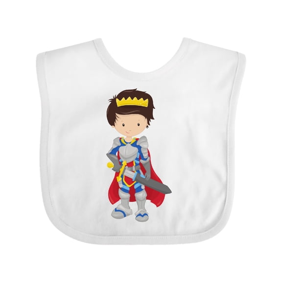 Inktastic Prince, King, Knight, Sword, Crown, Brown Hair Boys Baby Bib