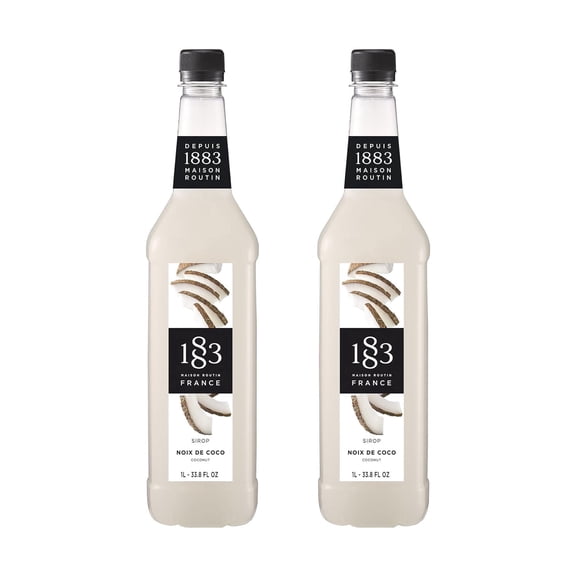 1883 Maison Routin - Coconut Syrup - 1 Liter Bottle (Pack of 2)