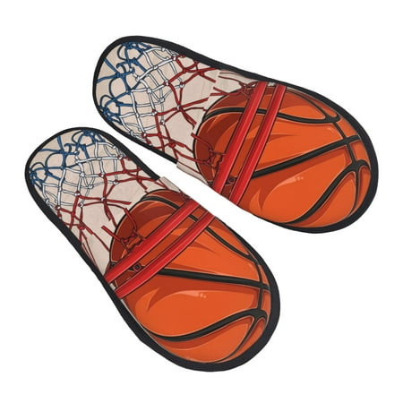 

Ocsxa Mens Womens Cozy Memory Foam Scuff Slippers Slip On Warm House Shoes Indoor/Outdoor Basketball Shot Designs-Large