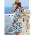 thumbnail image 3 of Womens Summer Dress Ruffle Sleeve V Neck Midi Dresses Fashion Casual Fit Flowy Tiered Boho Beach Vacation Sundress, 3 of 6
