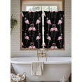 thumbnail image 4 of Pink Flamingo Living Room Curtains 2 Panel, Summer Tropical Animals Black Cafe Window Treatment, Farmhouse Bedroom Bathroom Kitchen Curtains Drapes 104"x54", 4 of 6