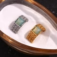 thumbnail image 5 of HIJONES Women's Braided Square Natural Stone Ring for Stainless Steel Vintage Minimalist Couple Band Jewelry Gold Size 7, 5 of 6