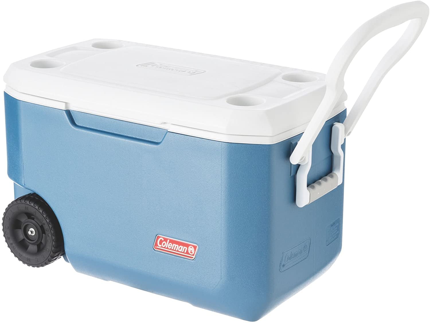 Coleman 62-Quart Xtreme 5-Day Heavy-Duty Cooler with Wheels, Blue/White