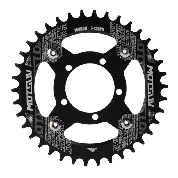 Plato de bicicleta eléctrica de aleación de aluminio de 32T a 42T, de un solo perno, estrecho y ancho, 104BCD Negro 32T