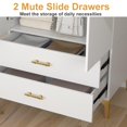 thumbnail image 3 of Wardrobe Armoire with 2 Drawers, 2 Doors and Hanging Rods, Twill Wooden Closet Storage with Metal Cabinet Legs, White 20.4" D x 31.5" W x 76.77" H (Light Modern), 3 of 9
