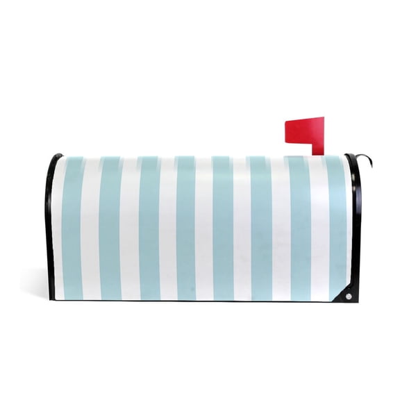 Mailbox Covers Magnetic Large Size Post Box Cover Wrap Outside Waterproof Home Yard Garden Decor Water Blue and White Stripes 25.5x21