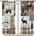 thumbnail image 3 of Cabin Retro Curtains Rustic Lodge Window Treatments, Bear Deer Moose Wild Animals Curtains for Living Room, Plaid Check Adventure Farmhouse Drapes 2 Panel Sets,42x54 Inch, 3 of 6