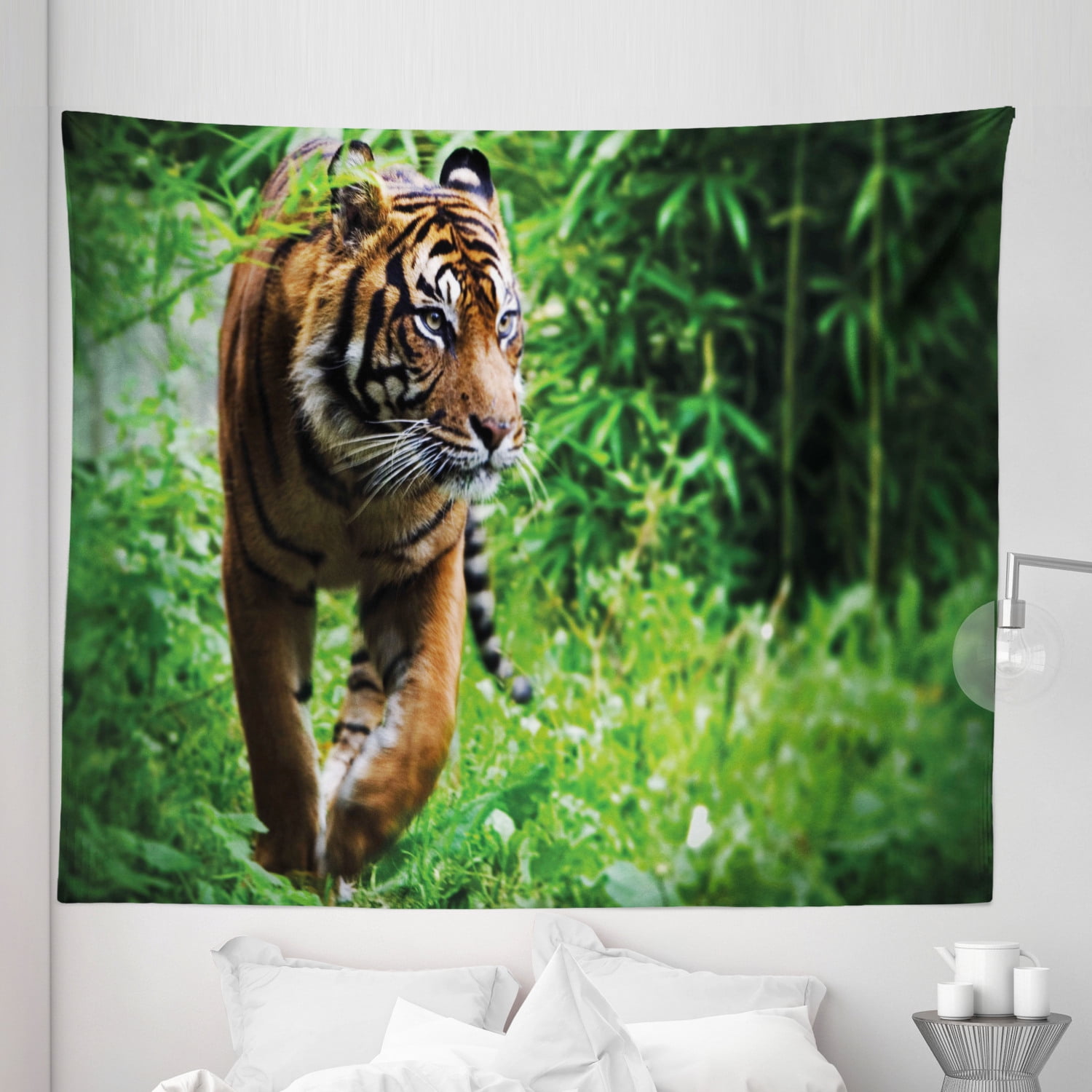 Tiger Tapestry Siberian Large Feline at Zoo Wildlife at Captivity Unnatural Habitat Agressive Animal Fabric Wall Hanging Decor for Bedroom Living Room Dorm 5 Sizes Multicolor by Ambesonne Walmart