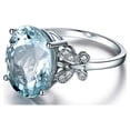 thumbnail image 3 of Censtreet Blue Platinum Plated Crystal Rings, Big Oval Cubic Zirconia Ring, Solitaire Split Shank Rings Birthstone Jewelry Gifts, 3 of 4