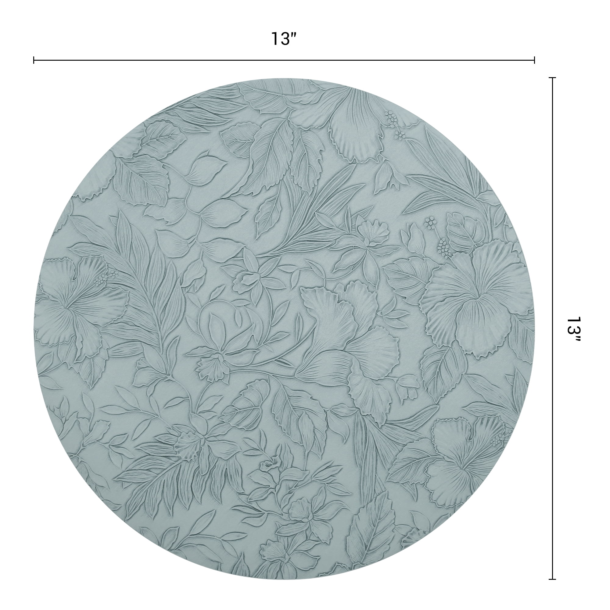 Unique Bargains Set of 6 Leather Round Placemats for Kitchen Dining Table Blue