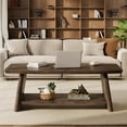 thumbnail image 3 of Finmind 47-Inch Solid Wood Coffee Table, Rustic Coffee Table with Storage, 3 of 5