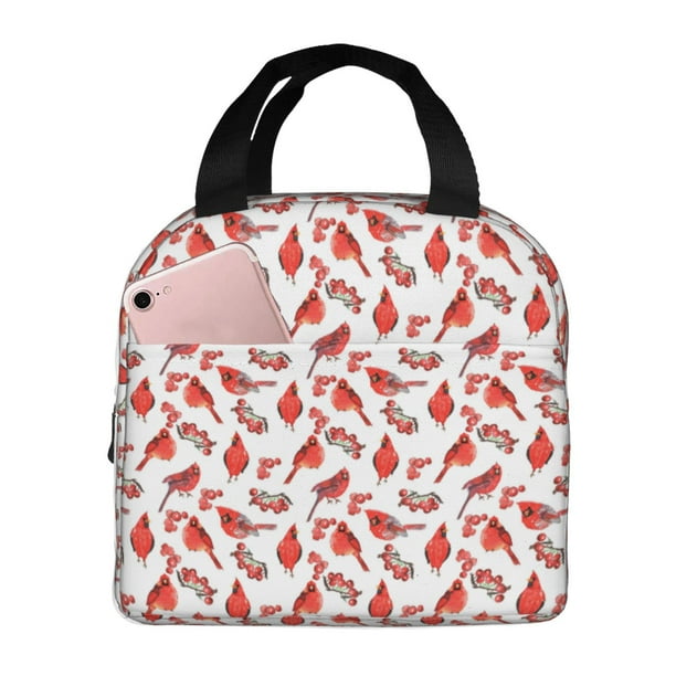 Easygdp Red Birds Bolsa Térmica Premium - Tela Oxford Impermeable, Gran Capacidad, Bolsillo Frontal, Unisex para Trabajo, Escuela, Actividades al Aire Libre y Picnics