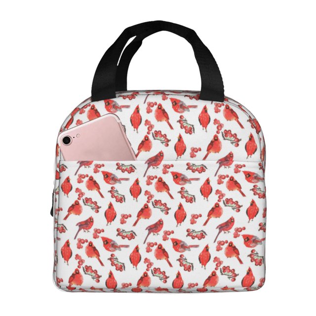 Balery Red Birds Bolsa de Almuerzo Aislada – Caja de Almuerzo con Papel de Aluminio Grueso, Mantiene la Comida Fresca por 4 Horas