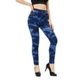 thumbnail image 4 of LEBONYARD Womens Pants Plus Size Clerance $5,Sweatpants for Women Clearance,Women's Fashion Elastic Imitation Denim Print Leggings with Yoga Sport Elastic Pants Blue Free Size, 4 of 8