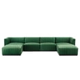 thumbnail image 3 of Modway Conjure Channel Tufted Performance Velvet 6-Piece Sectional in Black Emerald, 3 of 10