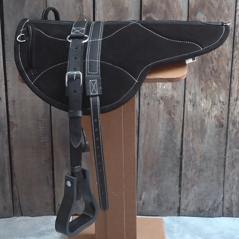 Hilason Natural Horsemanship Leather Bareback Treeless Saddle Pad Black