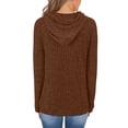 thumbnail image 4 of VOUZZA Hoodies for Women Solid Color Long Sleeve Pullover Sweatshirt with Pocket, Casual Hooded Sweater Top for Fall Winter, 4 of 8