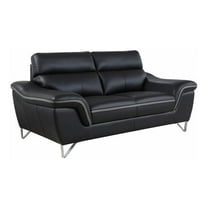 Titan Furnishings 69" Modern Leather Loveseat in Black