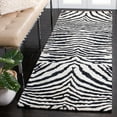 thumbnail image 3 of SAFAVIEH Soho Eglantine Animal Striped Wool Area Rug, White/Black, 6' x 6' Round, 3 of 8