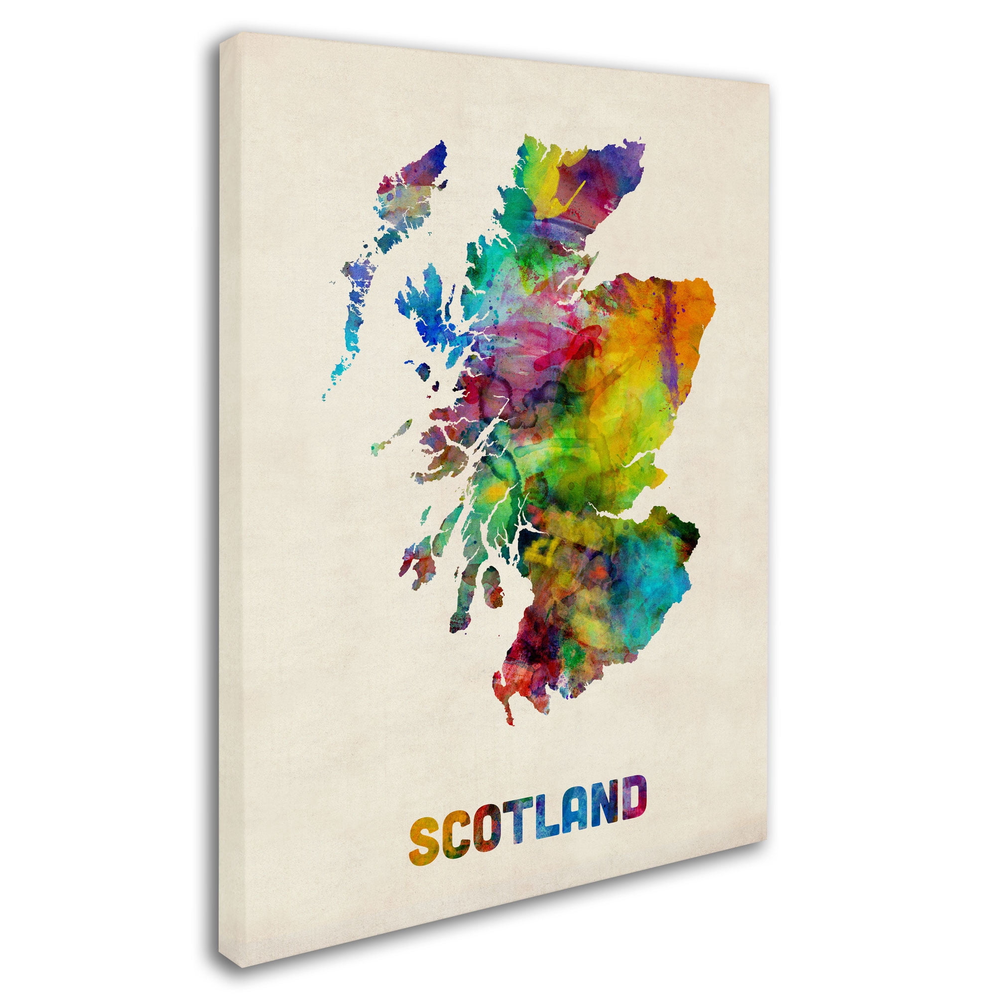 Trademark Fine Art "Scotland Watercolor Map" Canvas Art by Michael Tompsett