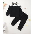 thumbnail image 5 of Baby Girl Clothes 12 Months Girls First Birthday Outfit 1 Year Old Girl Birthday Long Sleeve Sweatshirt Top Pants Set for Baby Girl Gift Black, 5 of 6