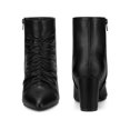 thumbnail image 5 of BLISSFUL STEP Women's Ankle Boots Pointed Toe Ruched Chunky Heel Side Zip Ankle Boots Black 7, 5 of 6
