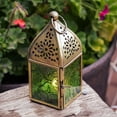 thumbnail image 3 of In the Breeze 9202 — Green Mini Square Tealight Lantern — Moroccan-Style Boho Chic Tealight Glass and Metal Tabletop Lantern, 3 of 6