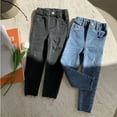 thumbnail image 3 of Toddler Girls Jeans Casual Elastic Waist Denim Pants Slimming Skinny Spring Fall Cropped Trousers Lounge Wear, Black, 3 Years, 3 of 4