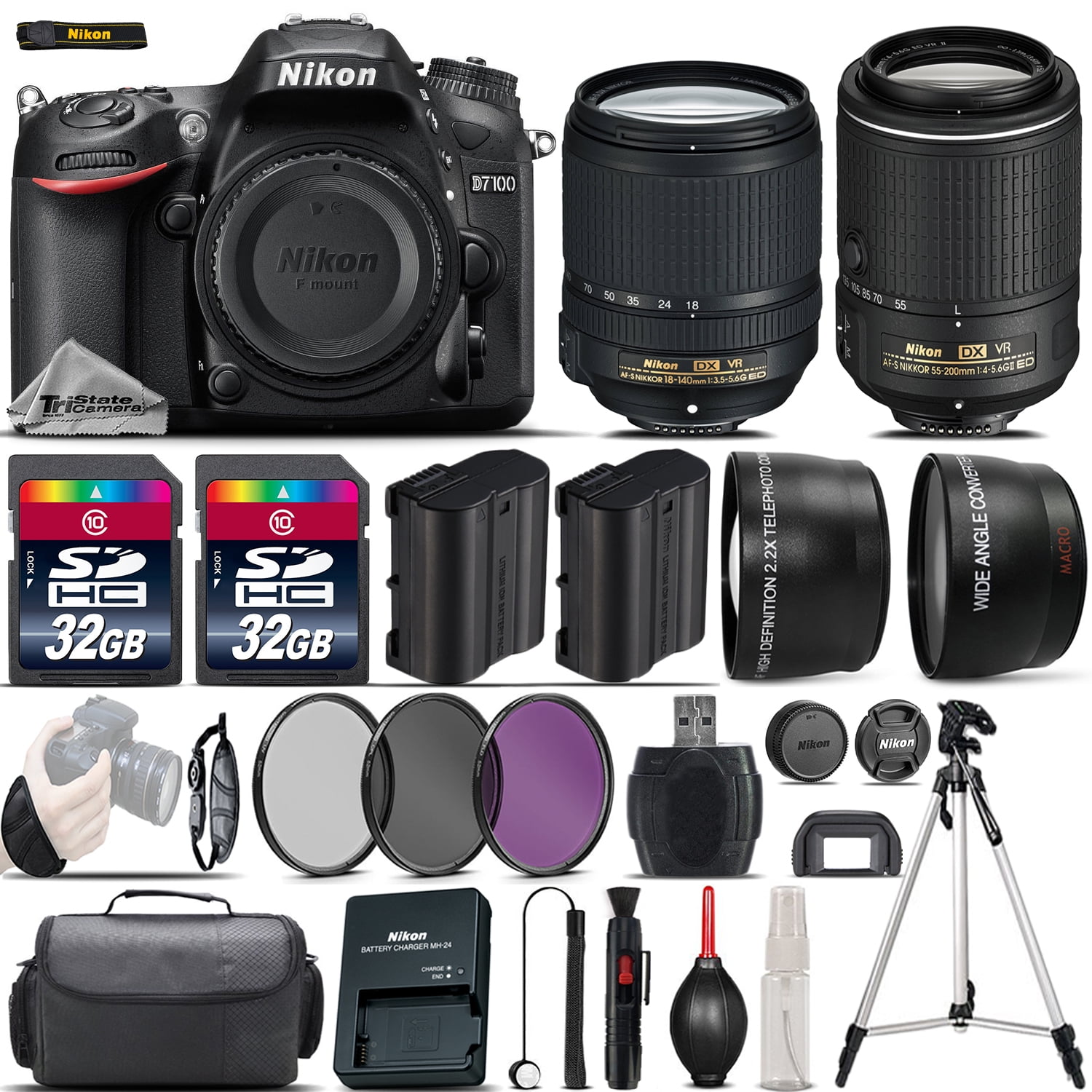 Nikon D7100 DSLR Camera Everything You Need 67MM Accessory Kit 