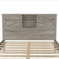 thumbnail image 3 of Miekor Furniture Farmhouse Platform Bed with Double Sliding Barn Door, Full Size Rustic Wood Bed with Charging Station, Wood Slats Support, Antique Gray W5UAAG, 3 of 9