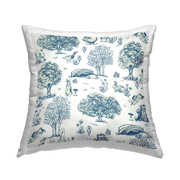 Stupell Industries Classic Blue Toile Pattern Wildlife Scene Design by Arrolynn Weiderhold Throw Pillow