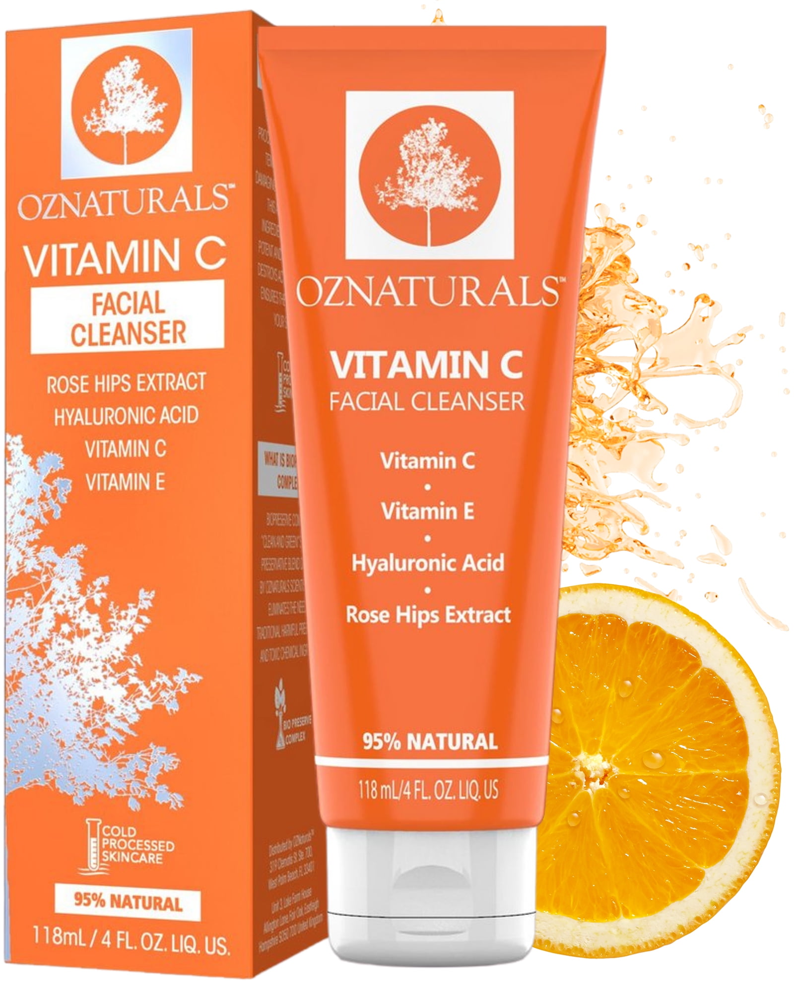 OZNaturals Anti Aging Face Wash, Vitamin C Facial Cleanser, 4 oz
