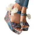 thumbnail image 3 of eczipvz Chaussures pour Femmes, Sandales Décontractées à Talon Compensé Imprimé, Semelle Blanche, Vert, 3 of 5