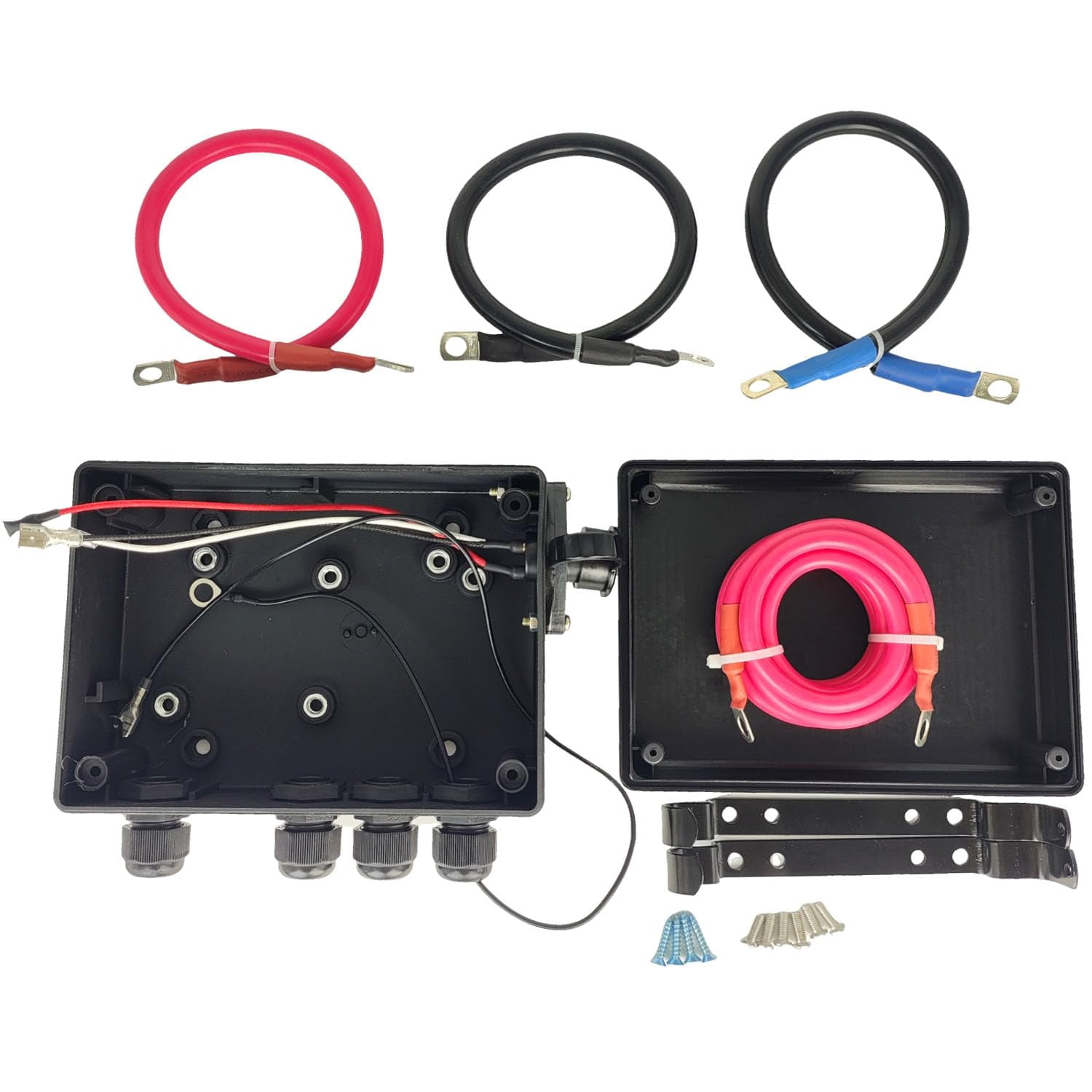 12V 250A Winch Solenoid Relay Contactor 500A Pre-Wired for 3000-5000lbs ATV UTV SUV Truck Boat 4x4 Vehicle 4WD Dump Trailer Plow Control Reversing Recovery Switch Motor w/Mount Bracket Jumper 2-Wire