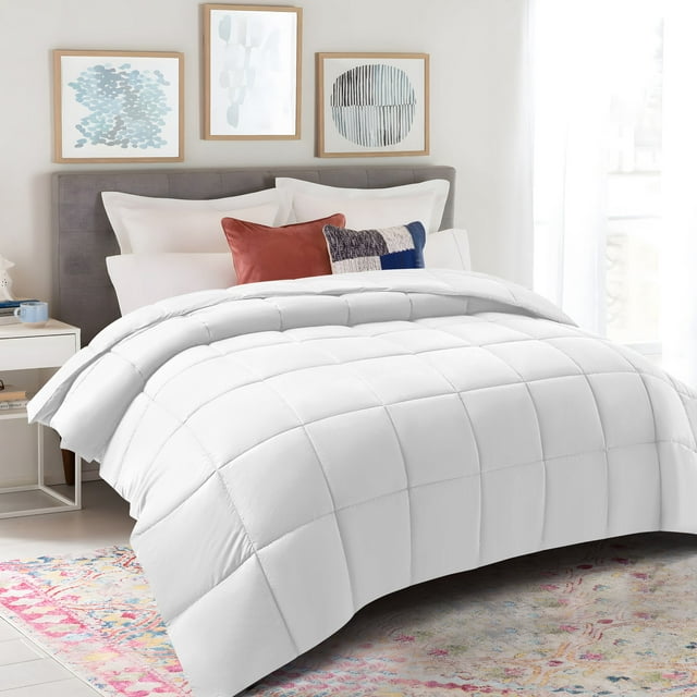 JUSTLET Luxury Solid Down Alternative Machine Washable White Comforters, Full