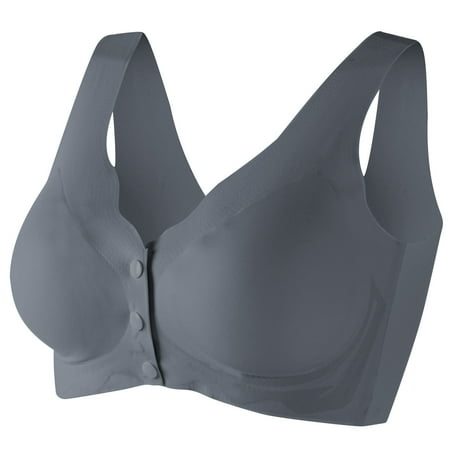 Crunowin Women s Front Closure Bra  Push Up Full Coverage Wire Free Comfort Open Front Durable Plus Size Everyday Underwear Dark Gray XXXL
