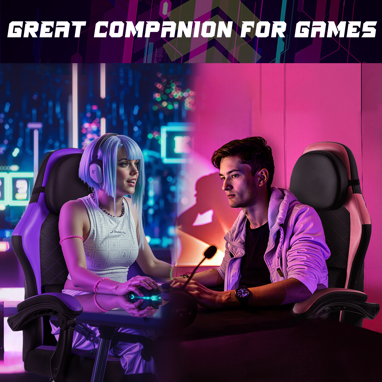 Bossin Gaming Chairs with Footrest, Massage Leather Game Chair for Adults, Big and Tall Gamer Chair with Headrest and Lumbar Support